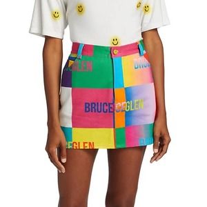 Bruce Glen Happy Logo Mini Skirt Multicolored Size 28